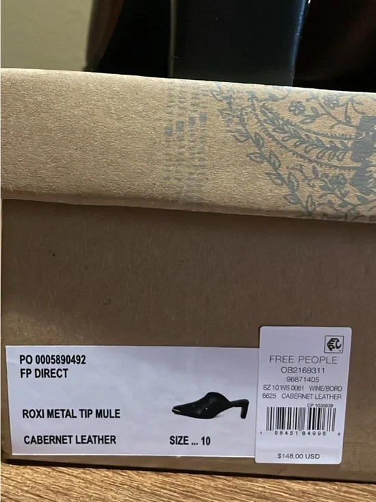 New in Box Free People Roxi Metal Tip Leather Mule Heels - Picture 4 of 6